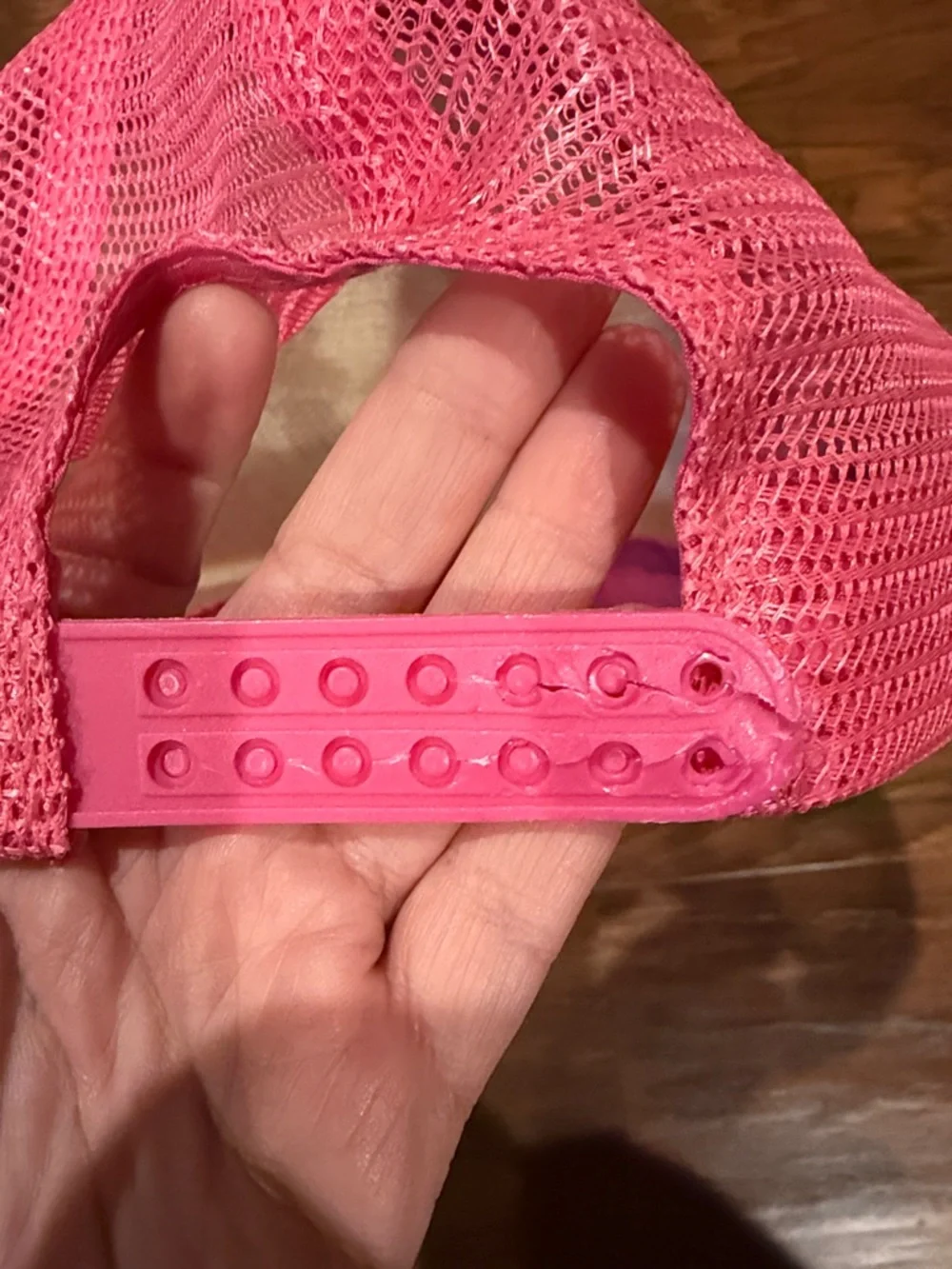 Pink and White Trucker Hat with Gold Glitter Smiley Patch